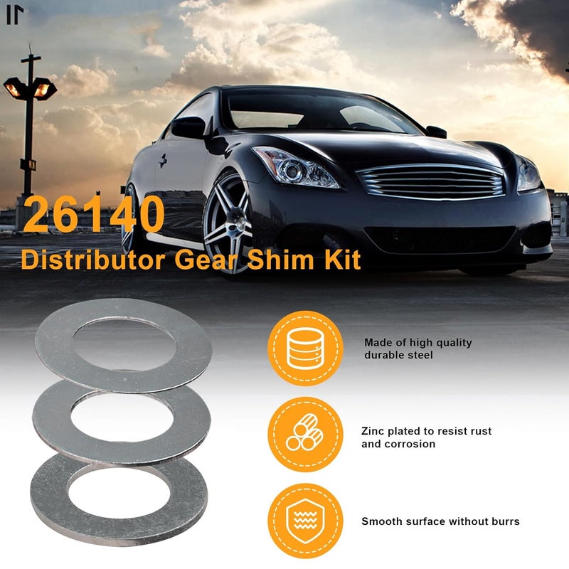HEBRAR 26140 Distributor Gear Shim Kit Compatible with GM and for Chrysler, Accel Shim Kit, Multiple Specifications Gear Kit 2 PCS Thickness 0.5mm and 0.25mm,1 PCS 1.32mm Thick Shims - Image 4